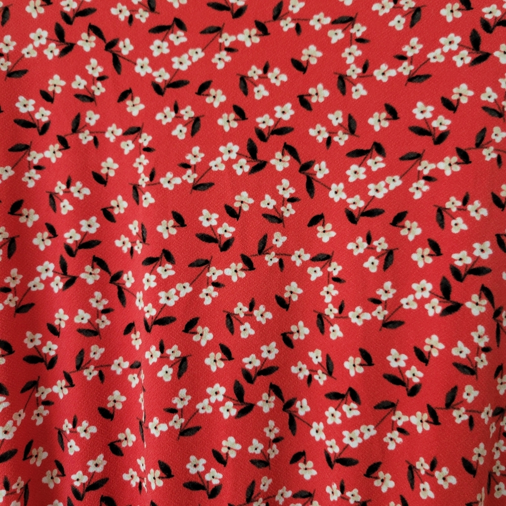 NWT Banana Republic red floral stretch drawstring waist short sleeve dre… - Picture 2 of 5